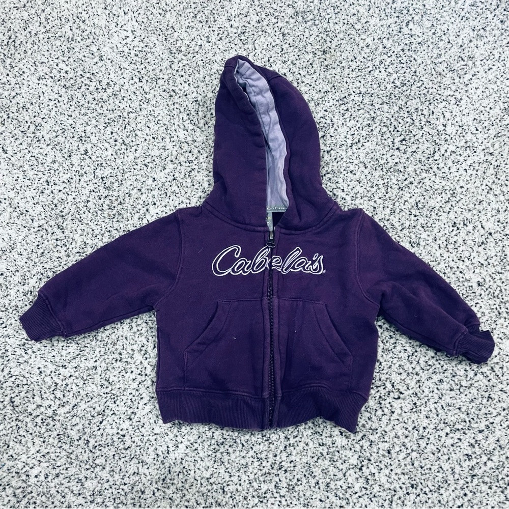 Cabela’s Baby Girl zip up Hoodie Sweatshirt size 3-6months purple